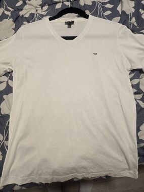 Diesel White V-Neck Short Sleeve Logo Tee